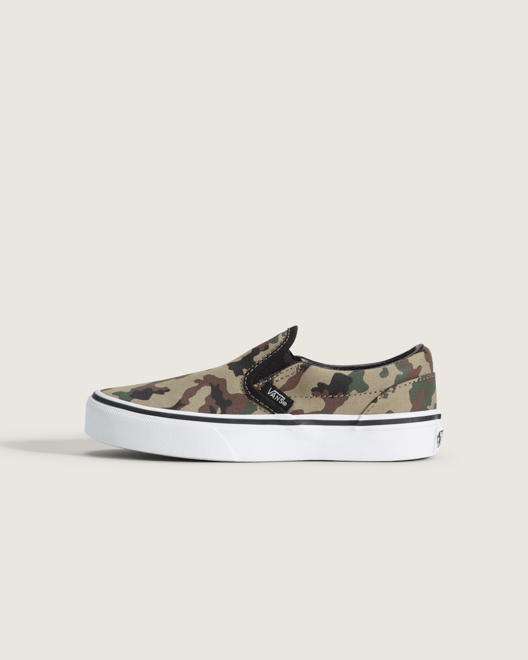 Vans Little Kids Classic Slip-On Shoe in Camo Black / Green