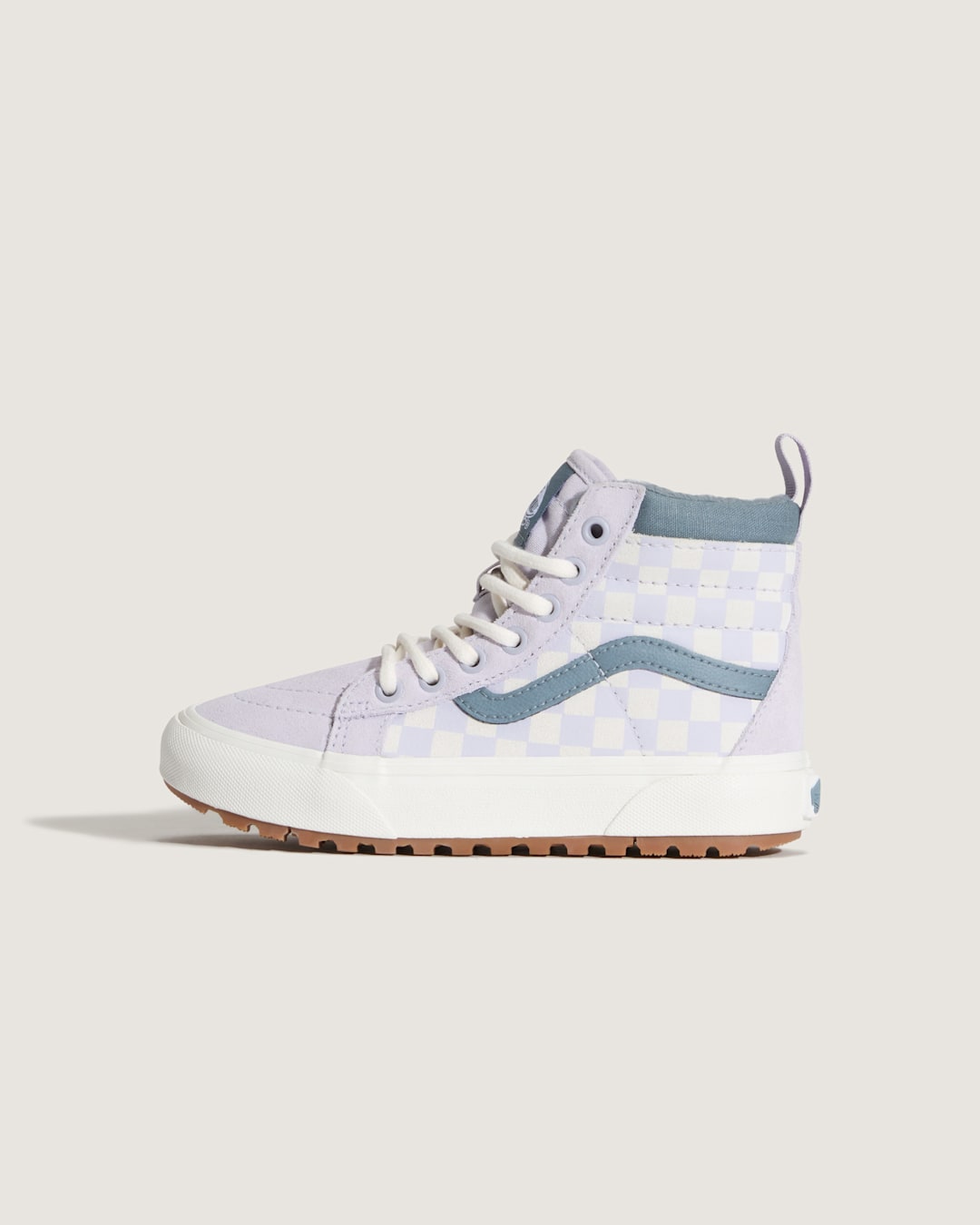 Vans Little Kids Sk8-Hi Water Resistant Checkerboard Shoe in Lilac Mist Purple