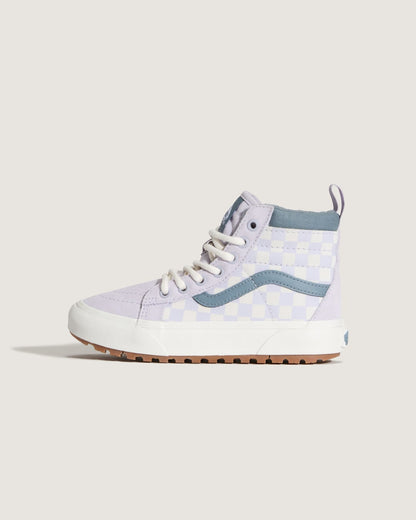 Vans Little Kids Sk8-Hi Water Resistant Checkerboard Shoe in Lilac Mist Purple