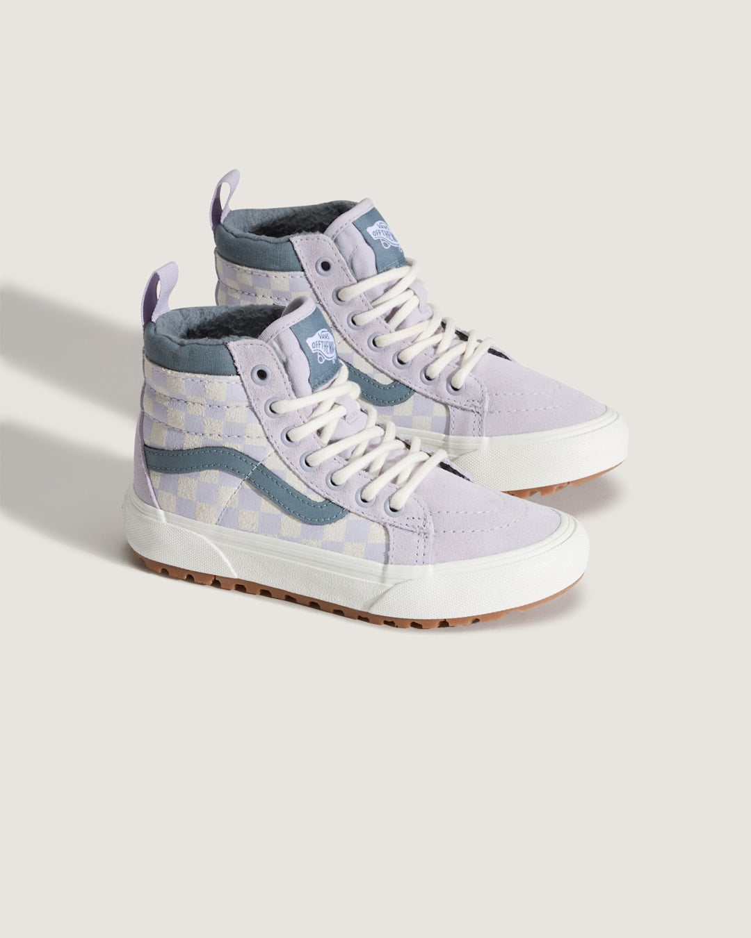 Vans Little Kids Sk8-Hi Water Resistant Checkerboard Shoe in Lilac Mist Purple