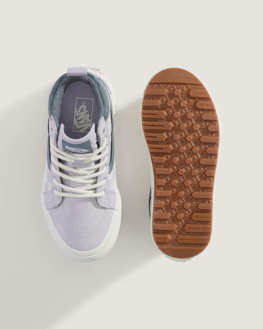 Vans Little Kids Sk8-Hi Water Resistant Checkerboard Shoe in Lilac Mist Purple