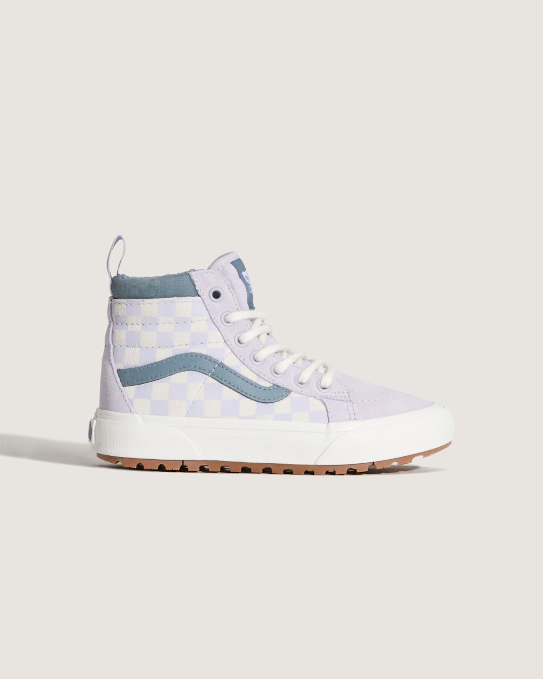 Vans Little Kids Sk8-Hi Water Resistant Checkerboard Shoe in Lilac Mist Purple