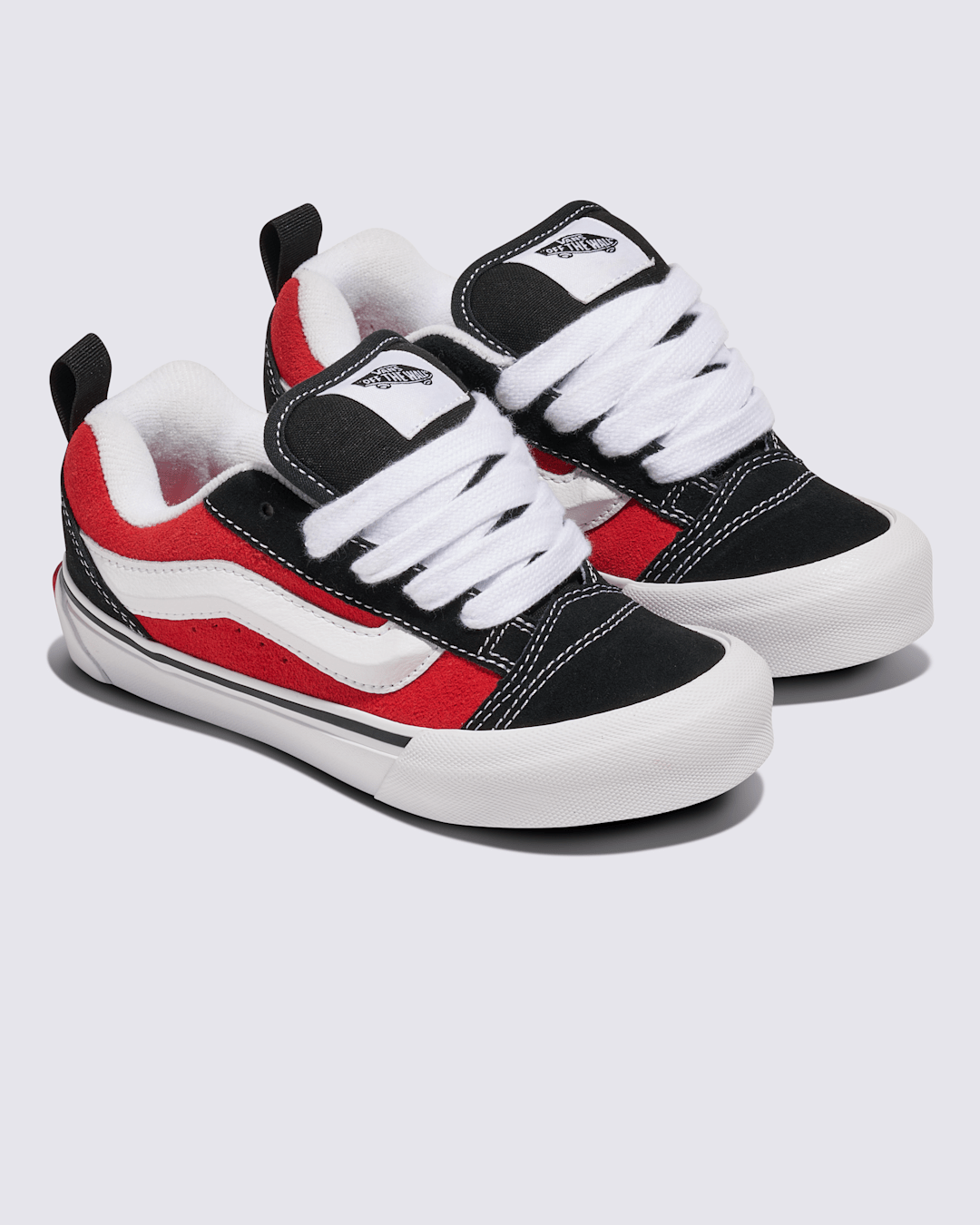 Vans Little Kids Knu Skool Shoe in Black / Racing Red