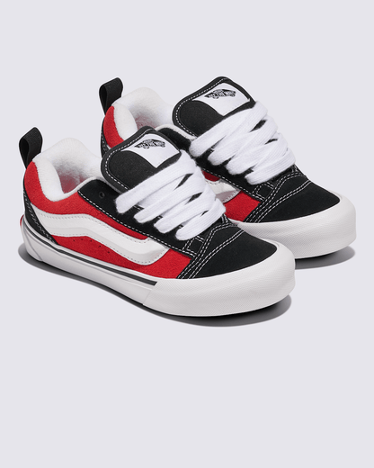 Vans Little Kids Knu Skool Shoe in Black / Racing Red