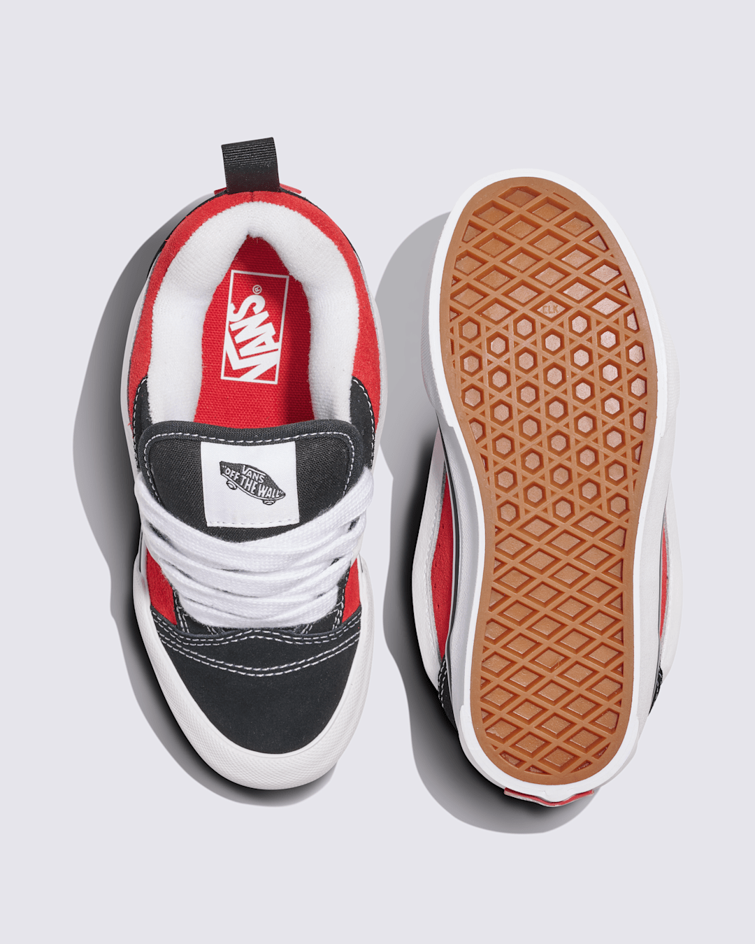 Vans Little Kids Knu Skool Shoe in Black / Racing Red