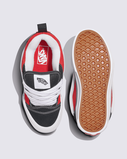 Vans Little Kids Knu Skool Shoe in Black / Racing Red