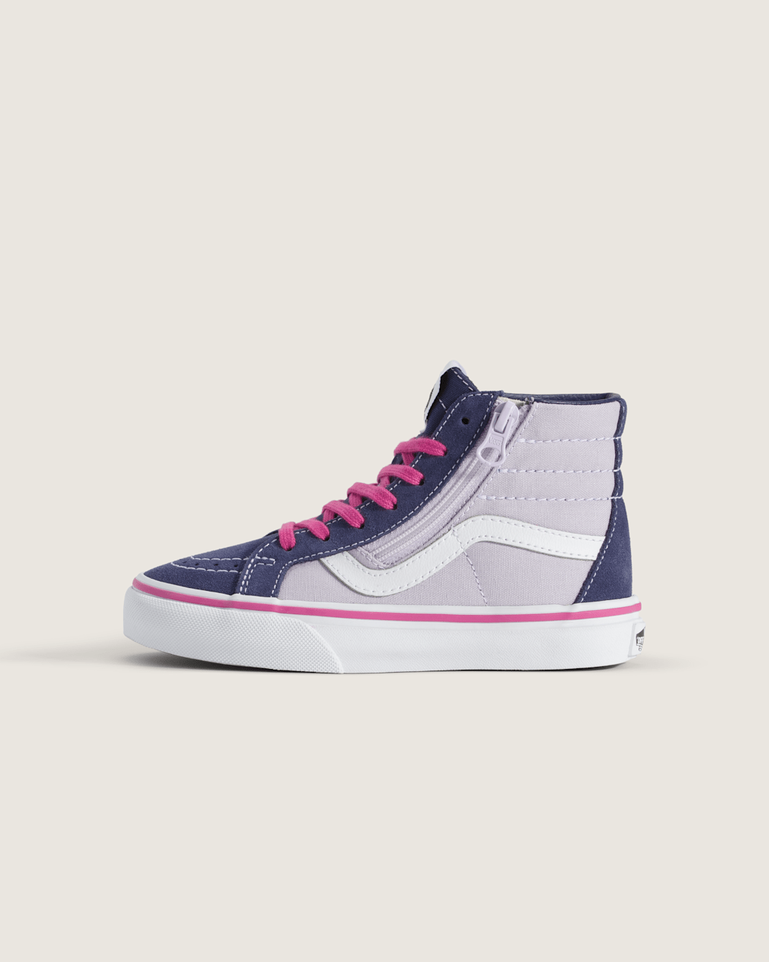 Vans Little Kids Sk8-Hi Side Zip Shoe in Deep Twilight Blue / Lilac Mist