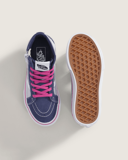 Vans Little Kids Sk8-Hi Side Zip Shoe in Deep Twilight Blue / Lilac Mist