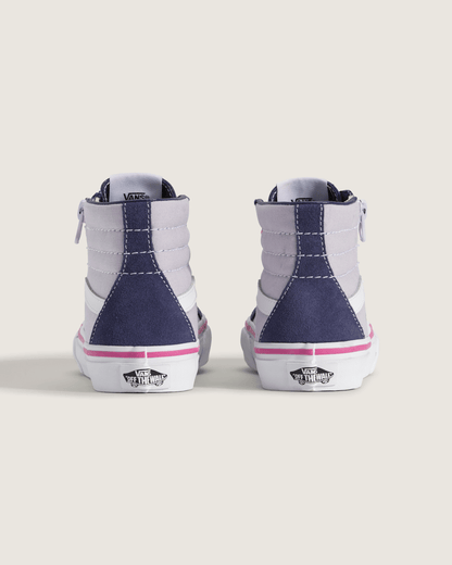 Vans Little Kids Sk8-Hi Side Zip Shoe in Deep Twilight Blue / Lilac Mist