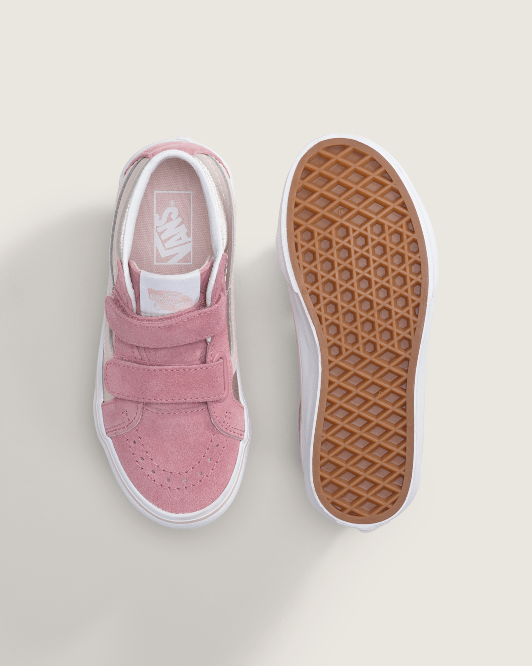 Vans Little Kids Sk8-Mid Reissue V Shoe in Metallic Pop Pink