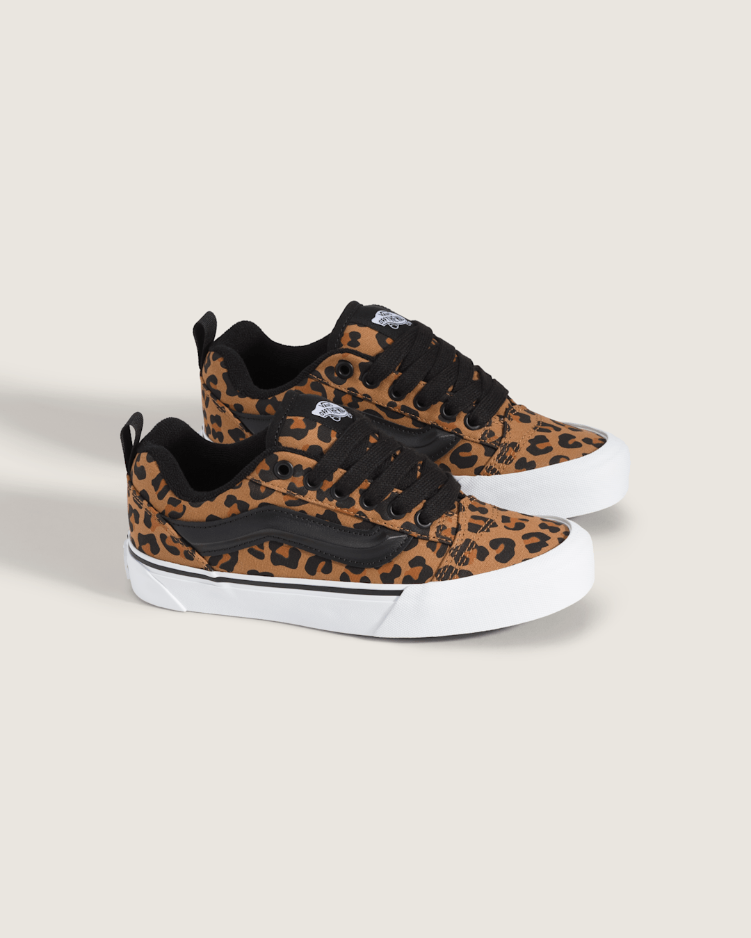 Vans Little Kids Knu Skool Shoe in Leopard Brown / Black