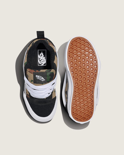 Vans Little Kids Knu Skool Shoe in Camo Jungle Green