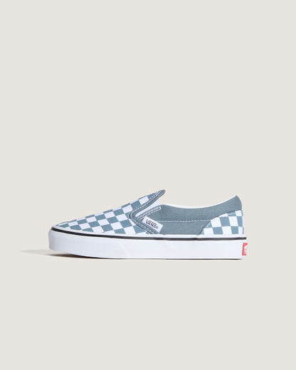Vans Little Kids Classic Slip-On Checkerboard Shoe in Checkerboard Stormy Weather Blue