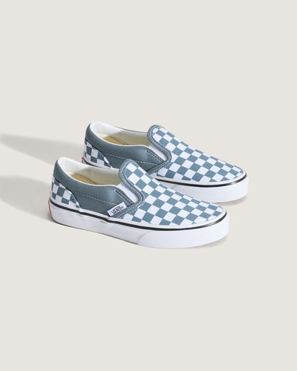 Vans Little Kids Classic Slip-On Checkerboard Shoe in Checkerboard Stormy Weather Blue