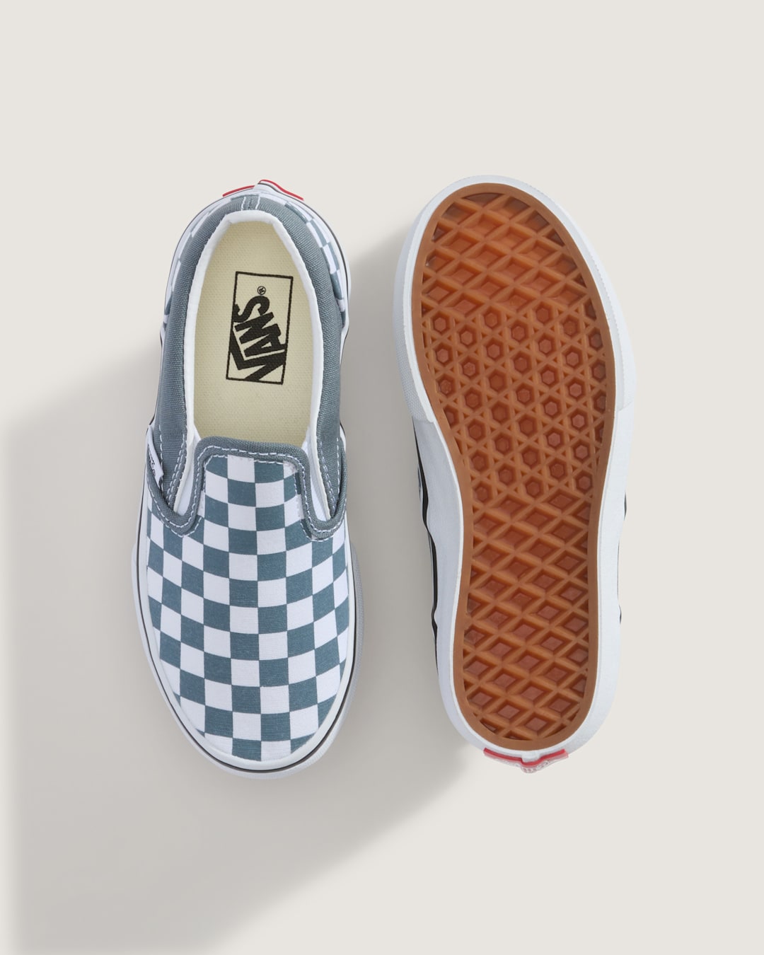 Vans Little Kids Classic Slip-On Checkerboard Shoe in Checkerboard Stormy Weather Blue