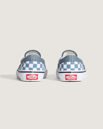 Vans Little Kids Classic Slip-On Checkerboard Shoe in Checkerboard Stormy Weather Blue