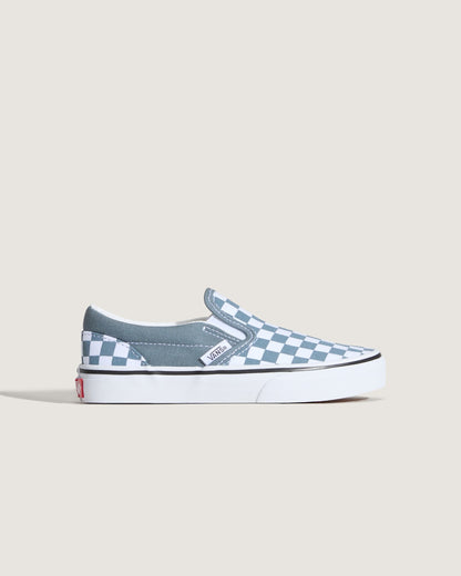 Vans Little Kids Classic Slip-On Checkerboard Shoe in Checkerboard Stormy Weather Blue