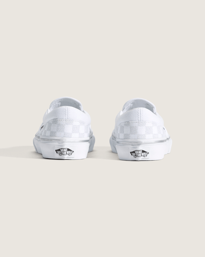 Vans Little Kids Classic Slip-On Checkerboard Shoe in Checkerboard Silver Grey
