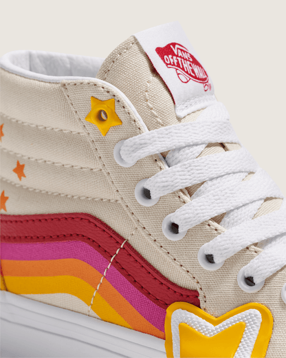 Vans Little Kids Sk8-Hi Shoe in Rainbow Red / Yellow / Beige