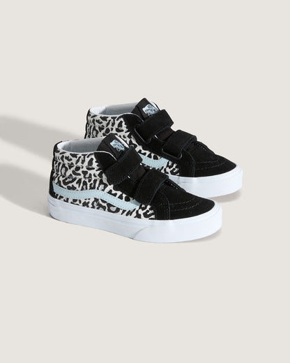 Vans Little Kids Sk8-Mid V Shoe in Glitter Leopard Pastel Blue