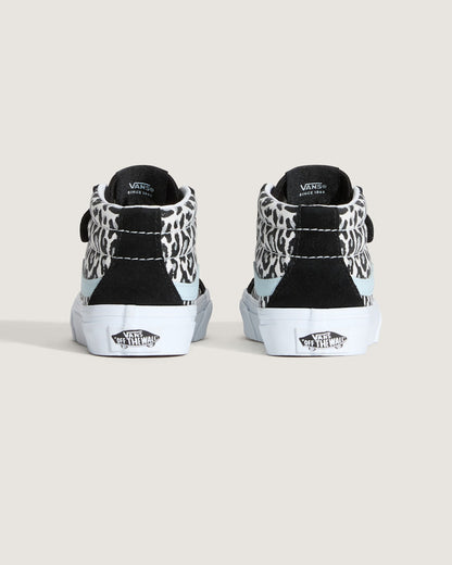 Vans Little Kids Sk8-Mid V Shoe in Glitter Leopard Pastel Blue