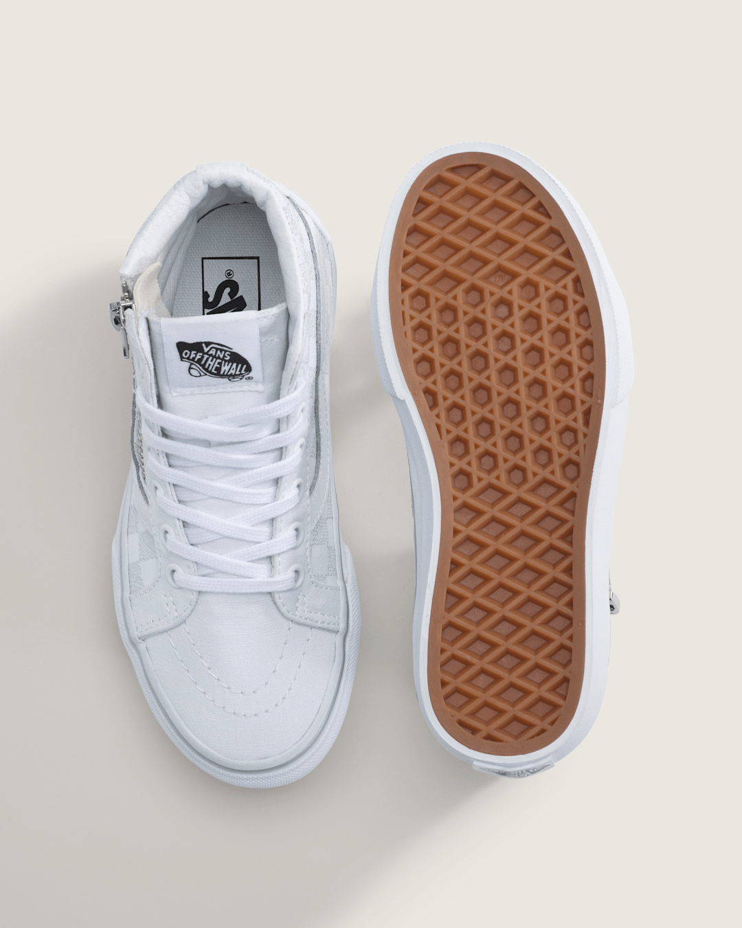 Vans Little Kids SK8-Hi Side Zip Checkerboard Shoe in Checkerboard Silver Grey