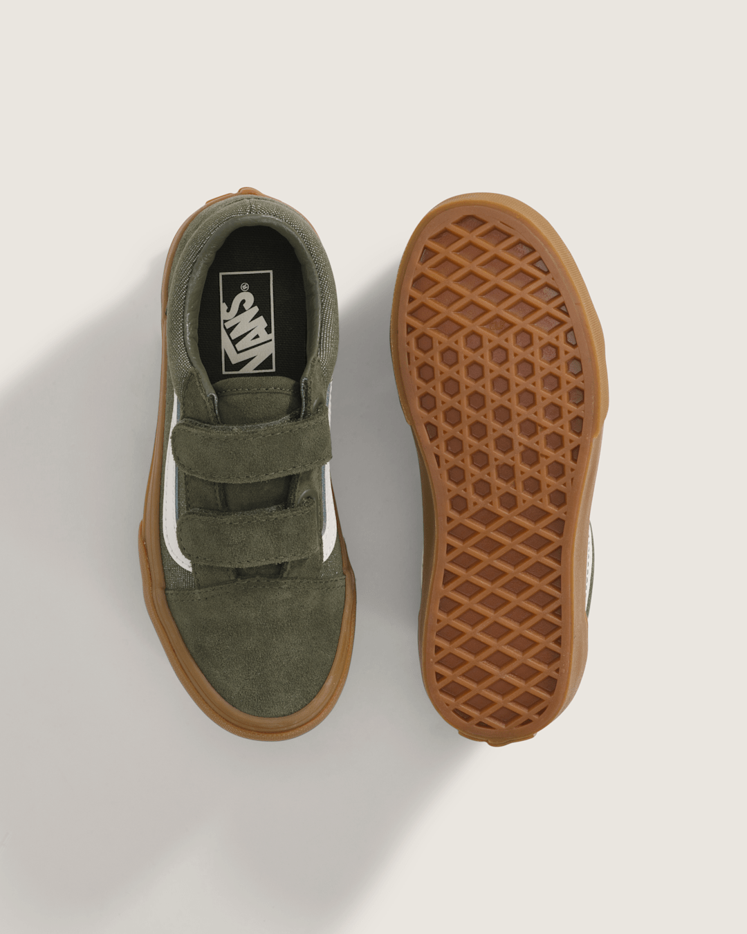 Vans Little Kids Old Skool V Shoe in Green
