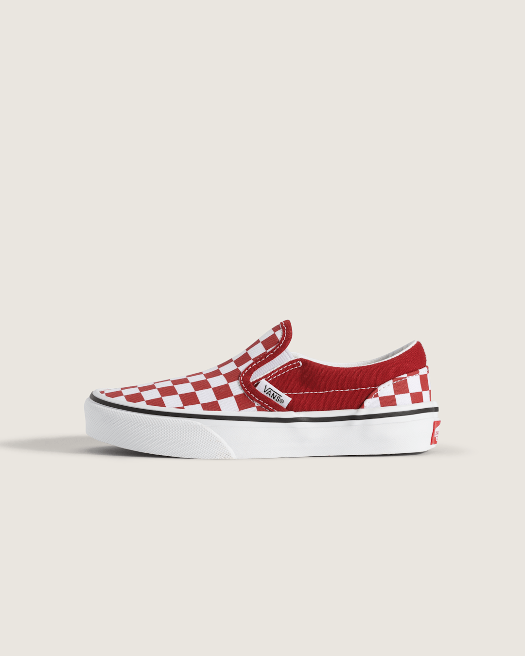 Vans Little Kids Classic Slip-On Checkerboard Shoe in Checkerboard Chili Pepper Red