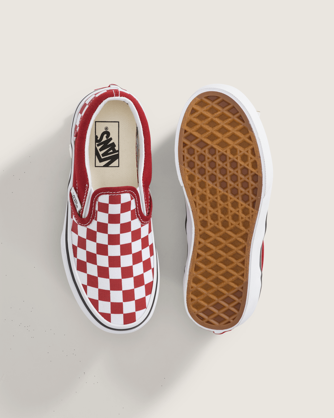 Vans Little Kids Classic Slip-On Checkerboard Shoe in Checkerboard Chili Pepper Red