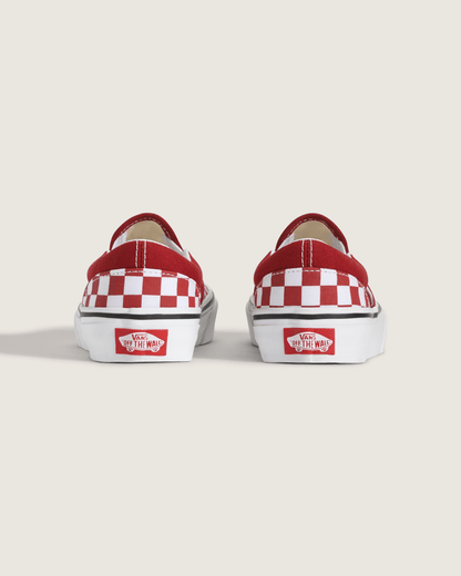 Vans Little Kids Classic Slip-On Checkerboard Shoe in Checkerboard Chili Pepper Red