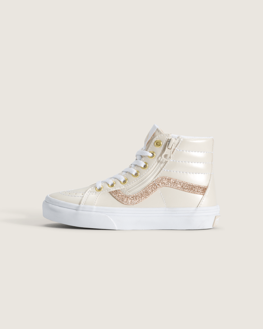 Vans Little Kids SK8-Hi Side Zip Shoe in Dazzled Turtledove White