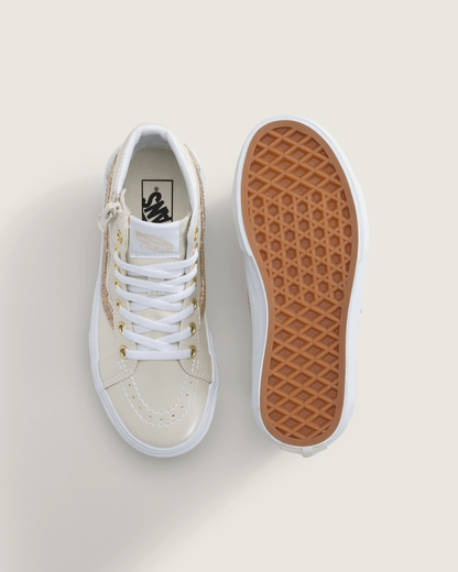 Vans Little Kids SK8-Hi Side Zip Shoe in Dazzled Turtledove White