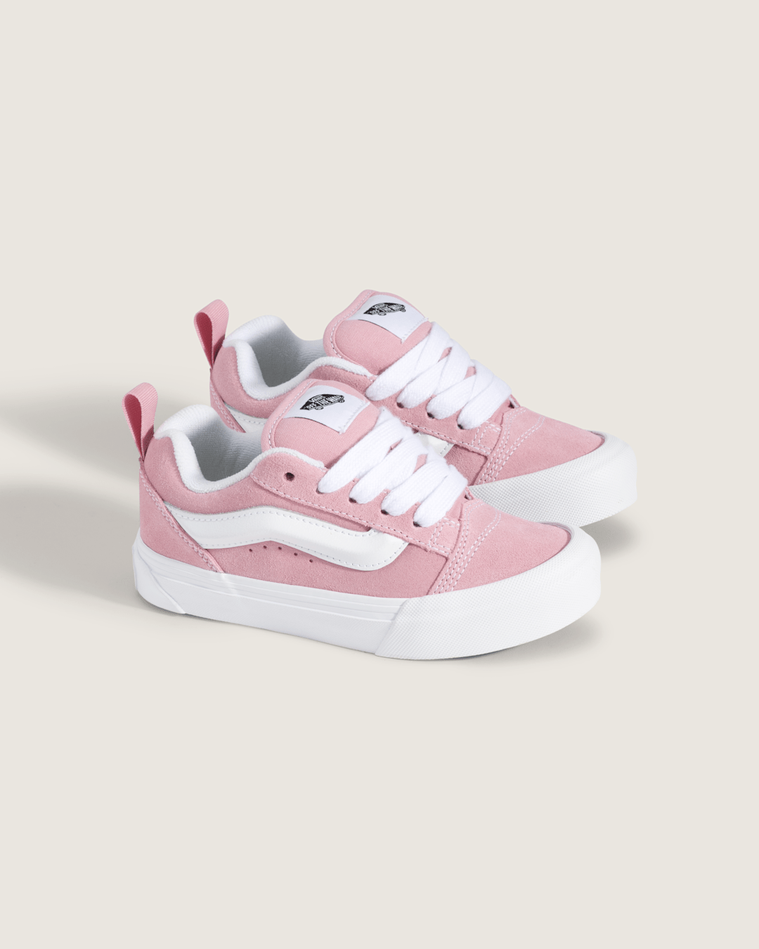 Vans Little Kids Knu Skool Shoe in Dawn Pink / True White