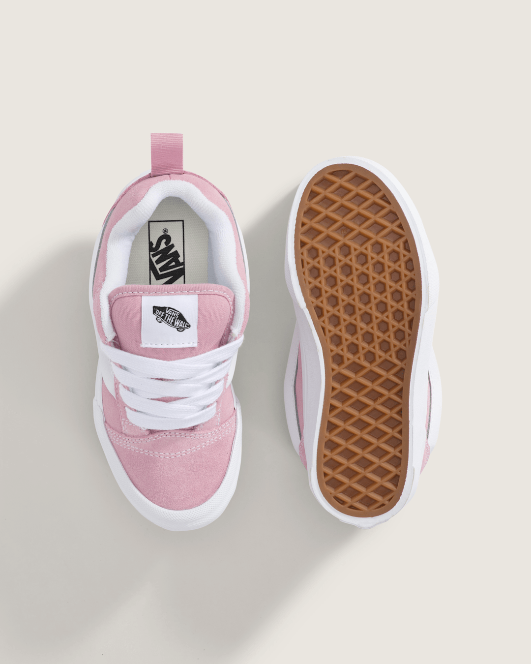 Vans Little Kids Knu Skool Shoe in Dawn Pink / True White