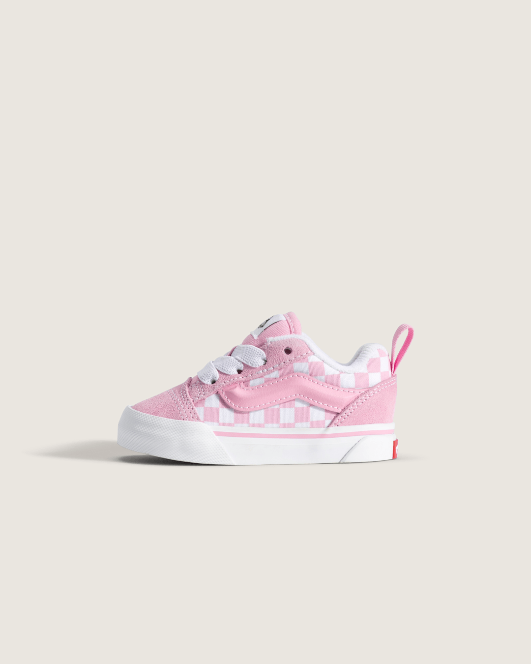 Vans Toddler Knu Skool Checkerboard Shoe in Checkerboard Prism Pink / True White