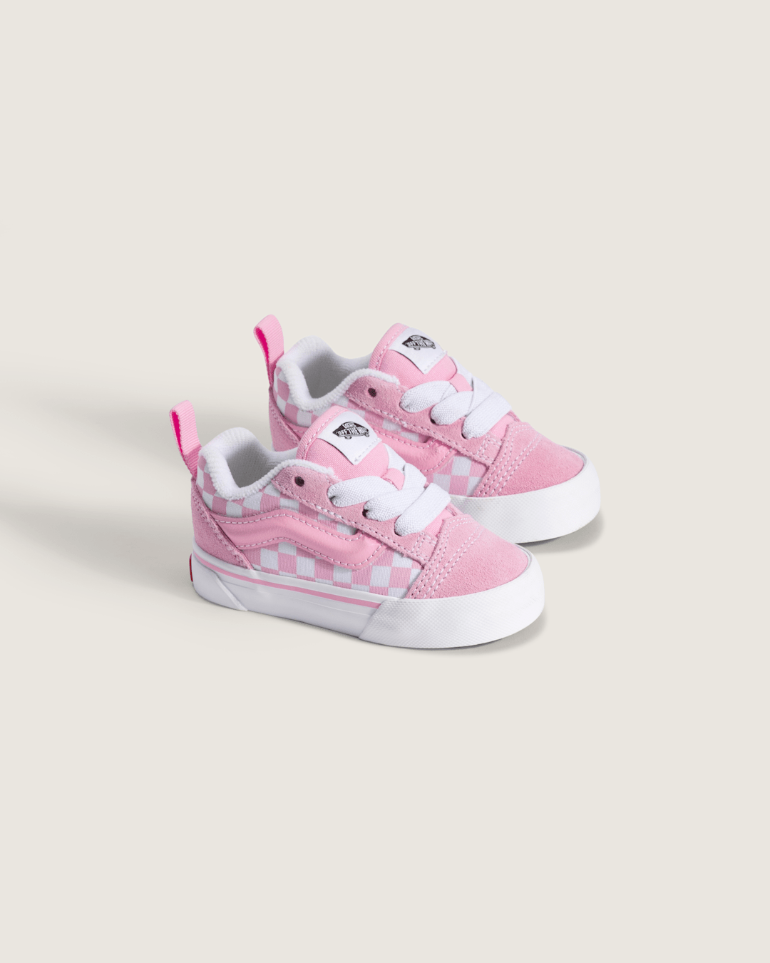Vans Toddler Knu Skool Checkerboard Shoe in Checkerboard Prism Pink / True White