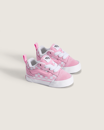 Vans Toddler Knu Skool Checkerboard Shoe in Checkerboard Prism Pink / True White