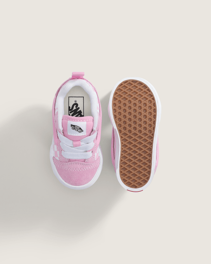 Vans Toddler Knu Skool Checkerboard Shoe in Checkerboard Prism Pink / True White
