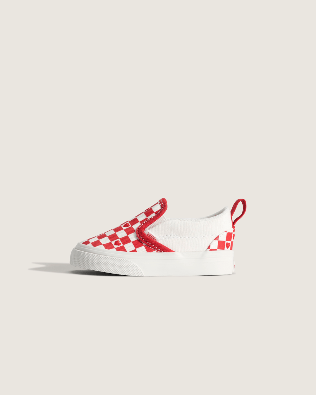 Vans Toddler Classic Slip-On V Checkerboard Shoe in Checkerboard Racing Red / True White