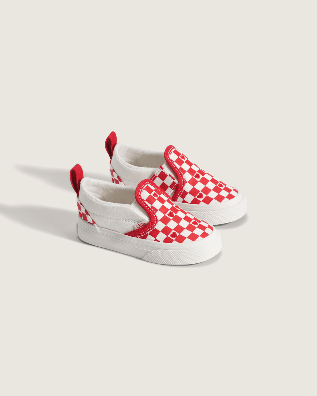 Vans Toddler Classic Slip-On V Checkerboard Shoe in Checkerboard Racing Red / True White