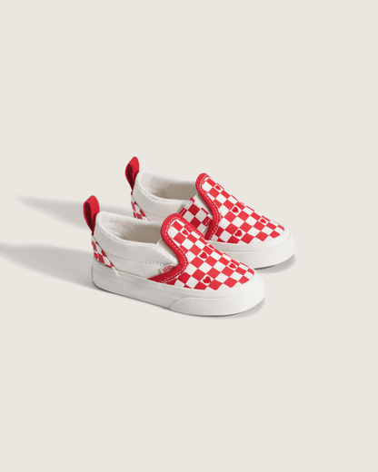 Vans Toddler Classic Slip-On V Checkerboard Shoe in Checkerboard Racing Red / True White