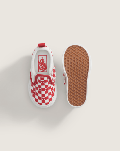 Vans Toddler Classic Slip-On V Checkerboard Shoe in Checkerboard Racing Red / True White
