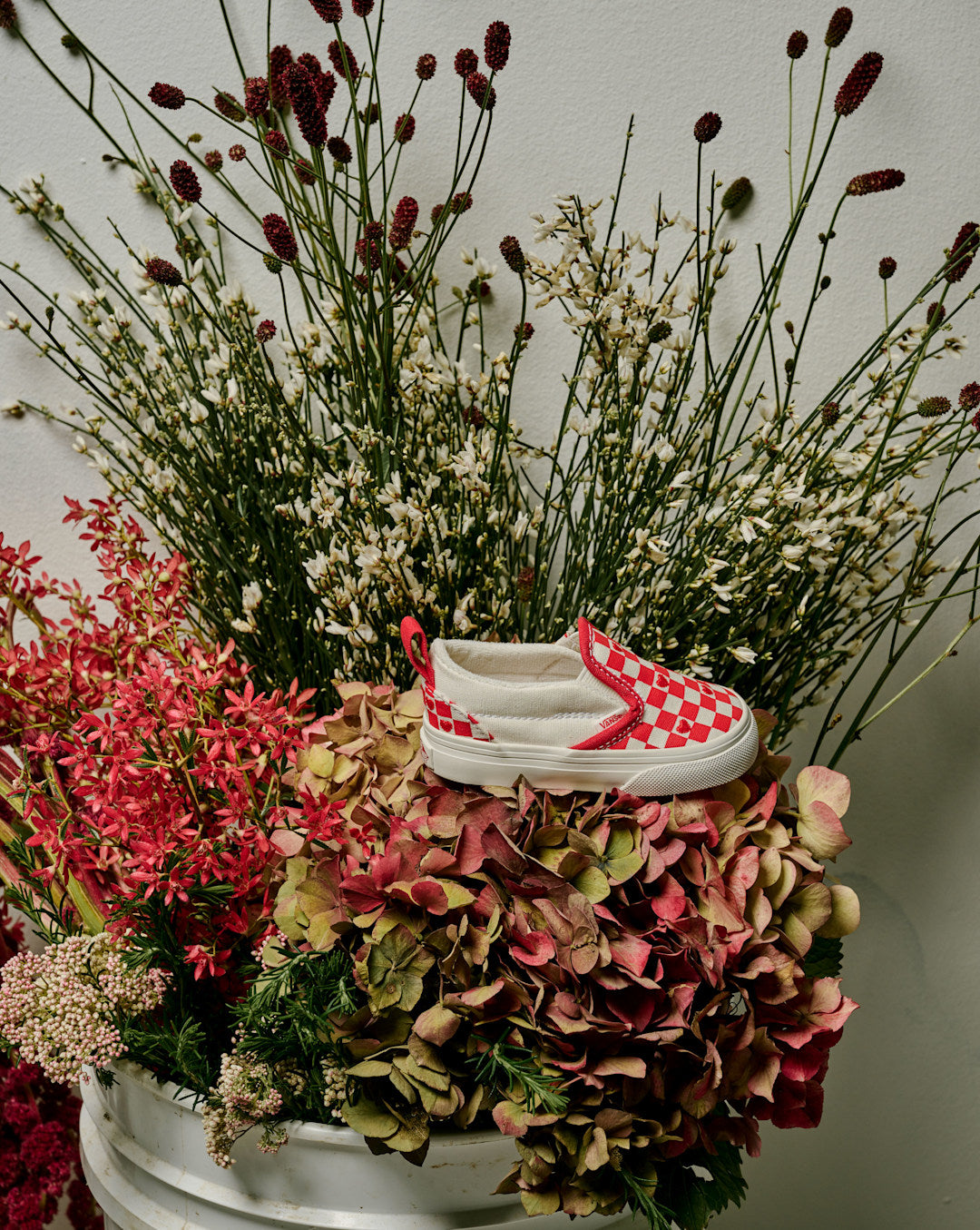 Vans Toddler Classic Slip-On V Checkerboard Shoe in Checkerboard Racing Red / True White