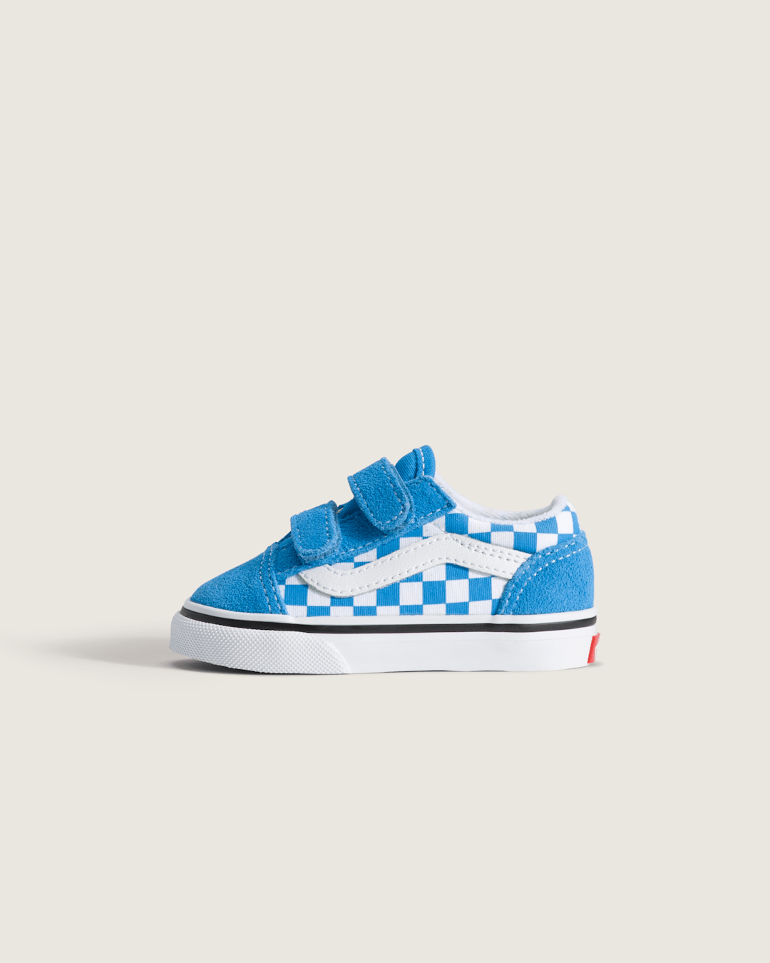 Vans Toddler Old Skool V Checkerboard Shoe in Checkerboard Bright Azure Blue