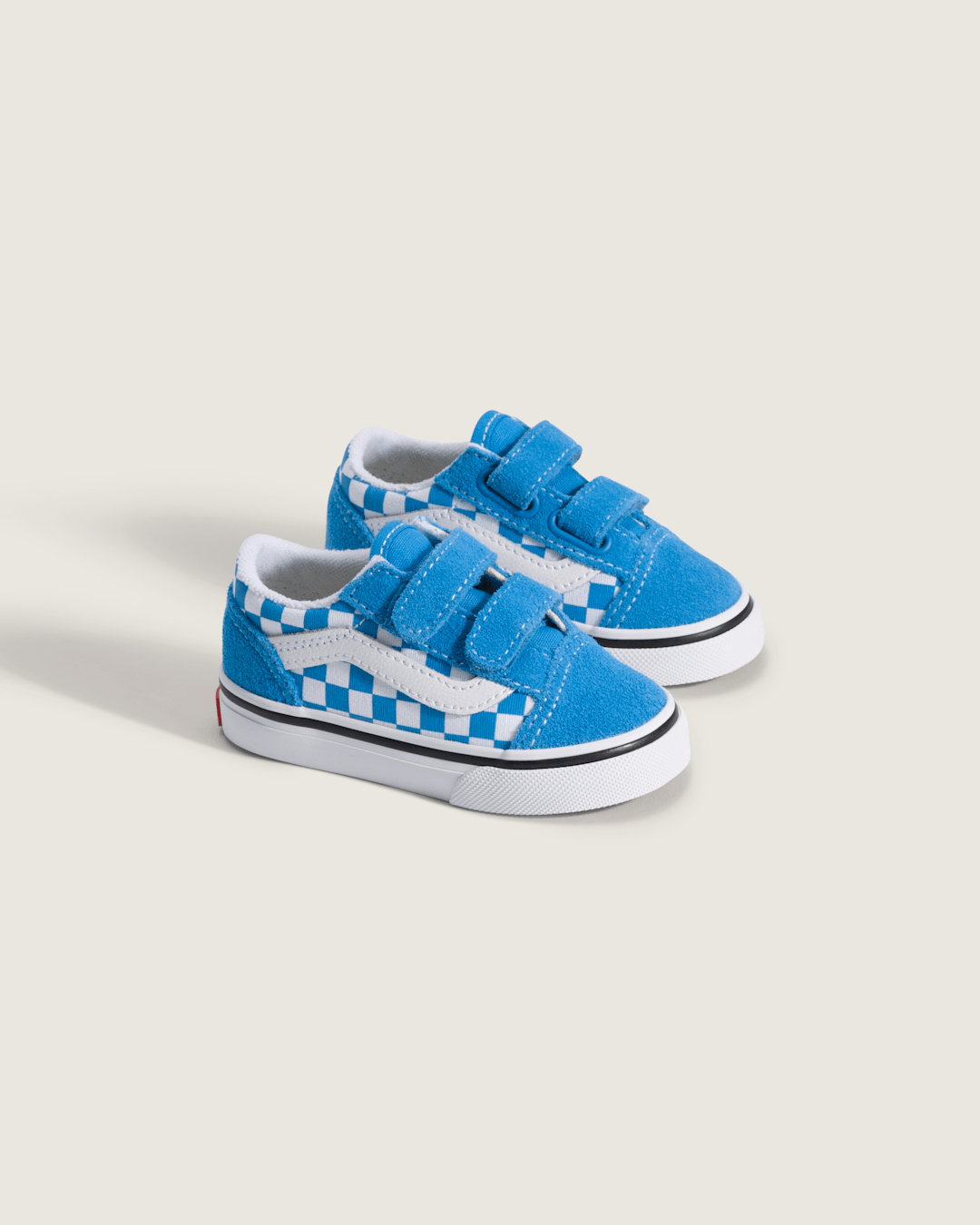 Vans Toddler Old Skool V Checkerboard Shoe in Checkerboard Bright Azure Blue