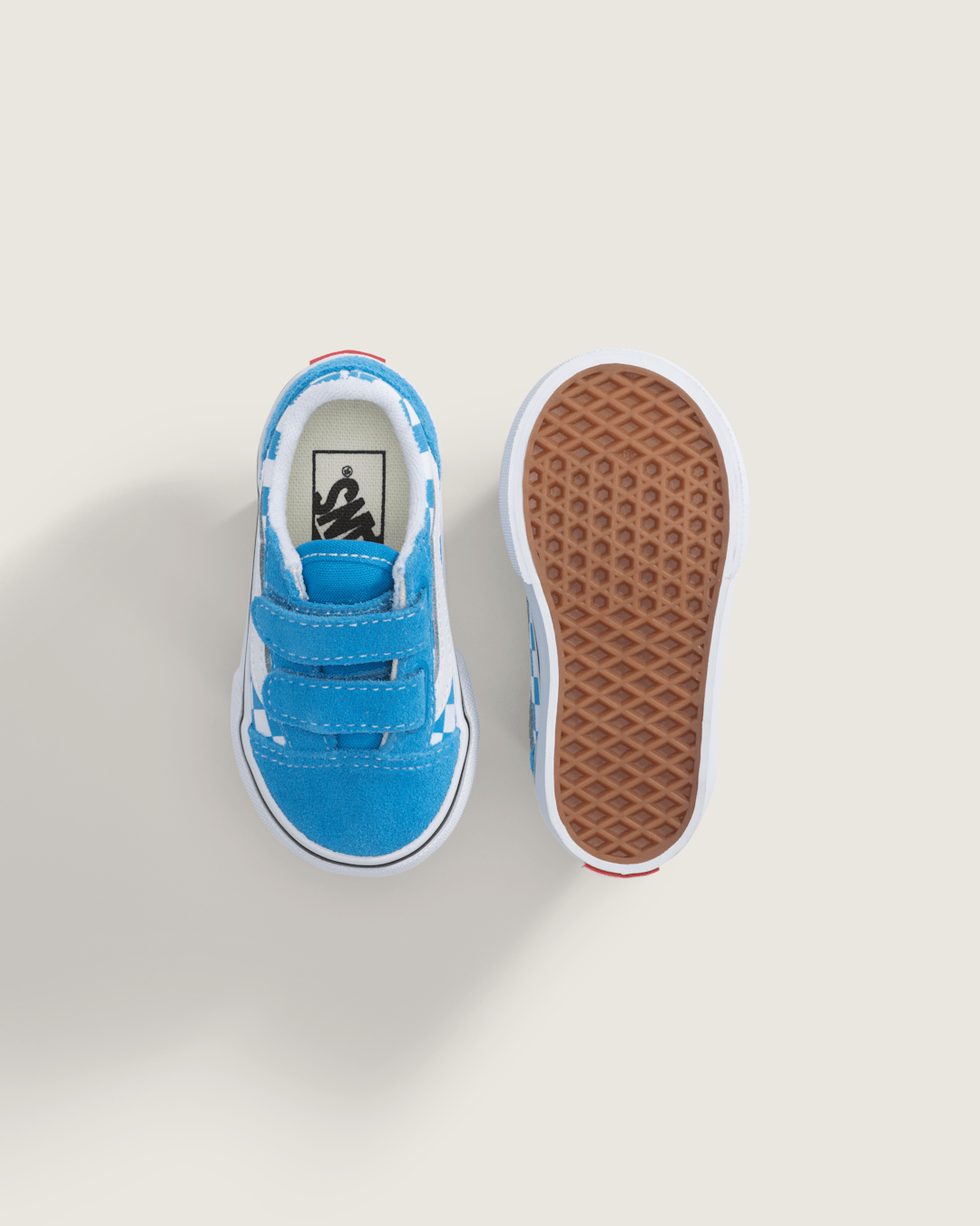 Vans Toddler Old Skool V Checkerboard Shoe in Checkerboard Bright Azure Blue