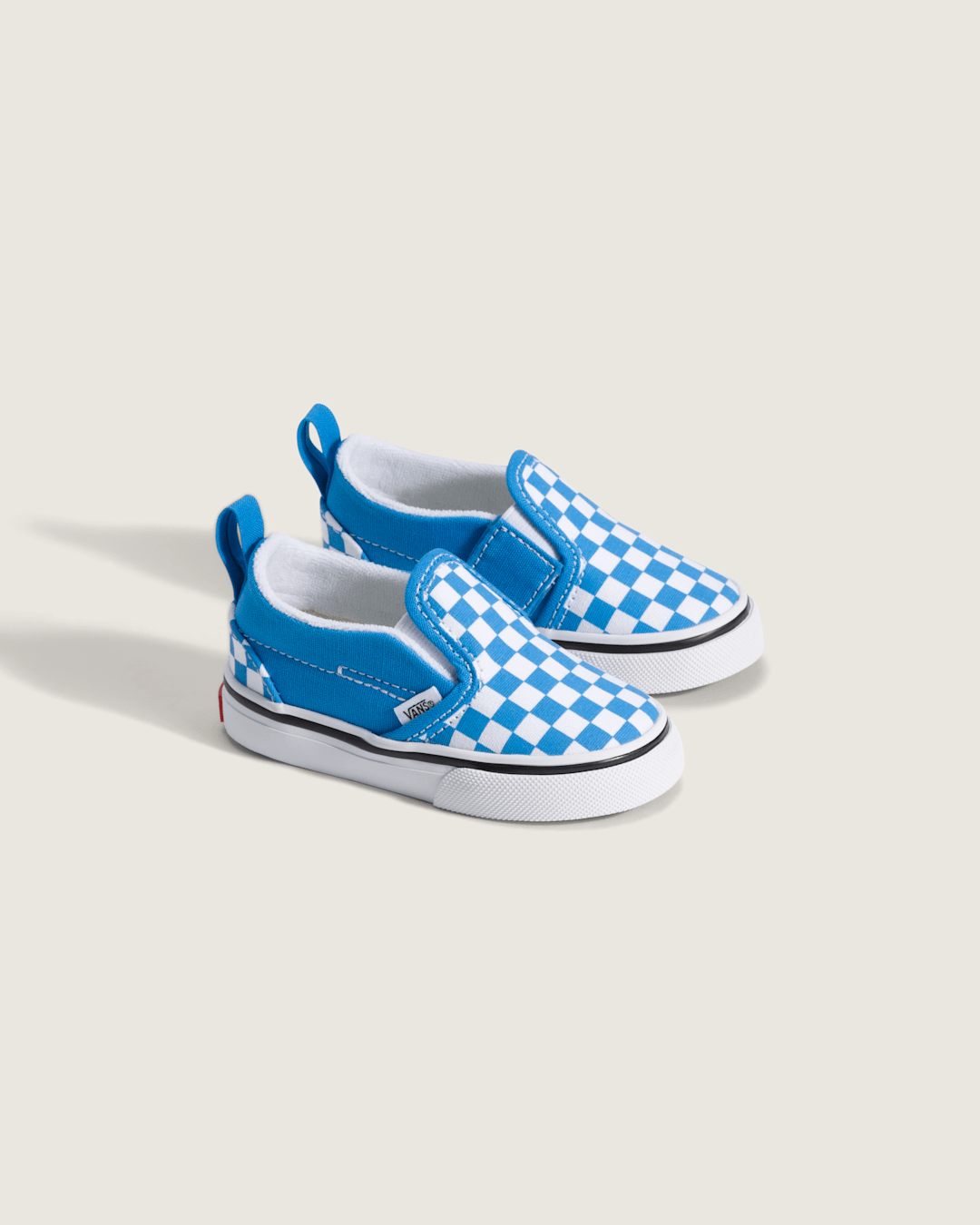 Vans Toddler Classic Slip-On V Checkerboard Shoe in Checkerboard Bright Azure Blue
