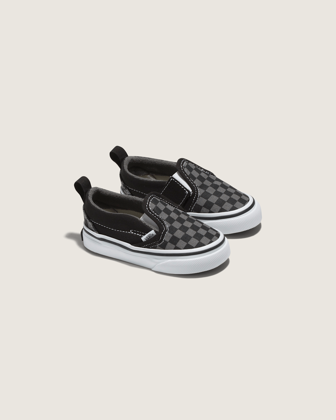 Vans Toddler Classic Slip-On V Checkerboard Shoe in Checkerboard Black / Pewter Grey