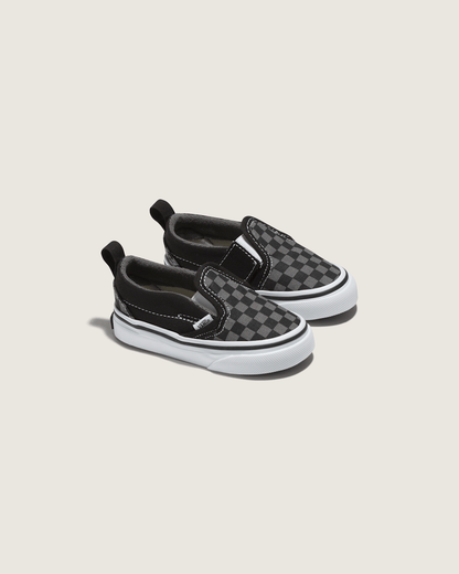 Vans Toddler Classic Slip-On V Checkerboard Shoe in Checkerboard Black / Pewter Grey