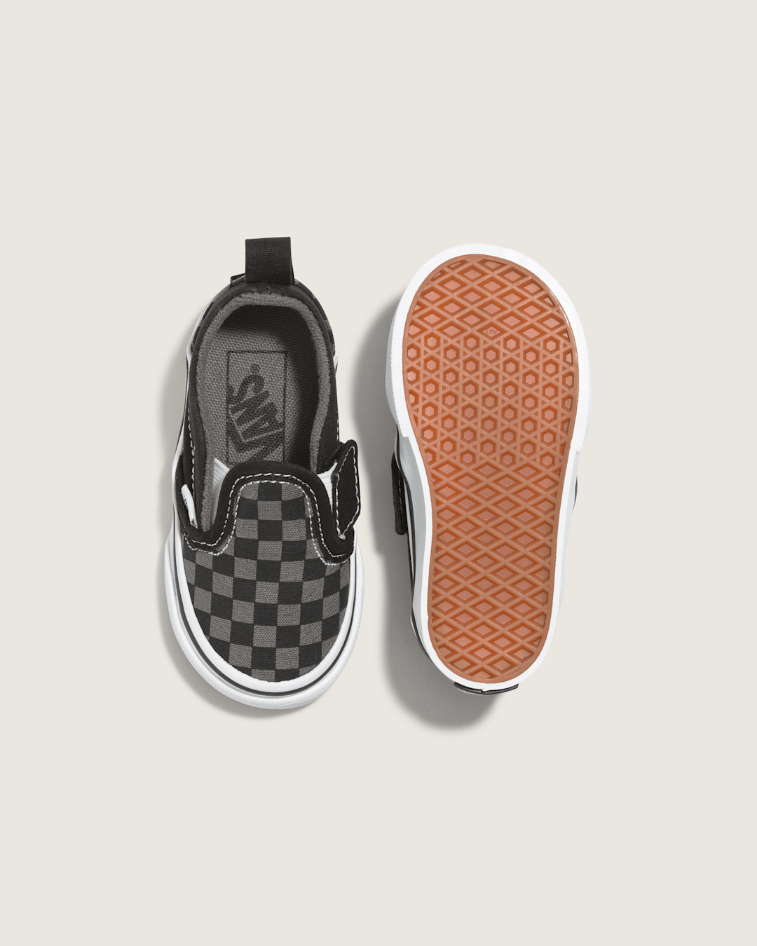 Vans Toddler Classic Slip-On V Checkerboard Shoe in Checkerboard Black / Pewter Grey